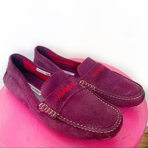 Manolo Blahnik Suede Plum with Pink Driver Loafers - Size 8